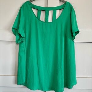 Torrid Top Abbey Georgette Cage Back Blouse Green Women’s Size 1X